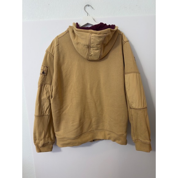 Coogi Hooded Utility Jacket Mens XL Tan Burgundy  Cargo Zip Streetwear Hip Hop - Picture 2 of 10